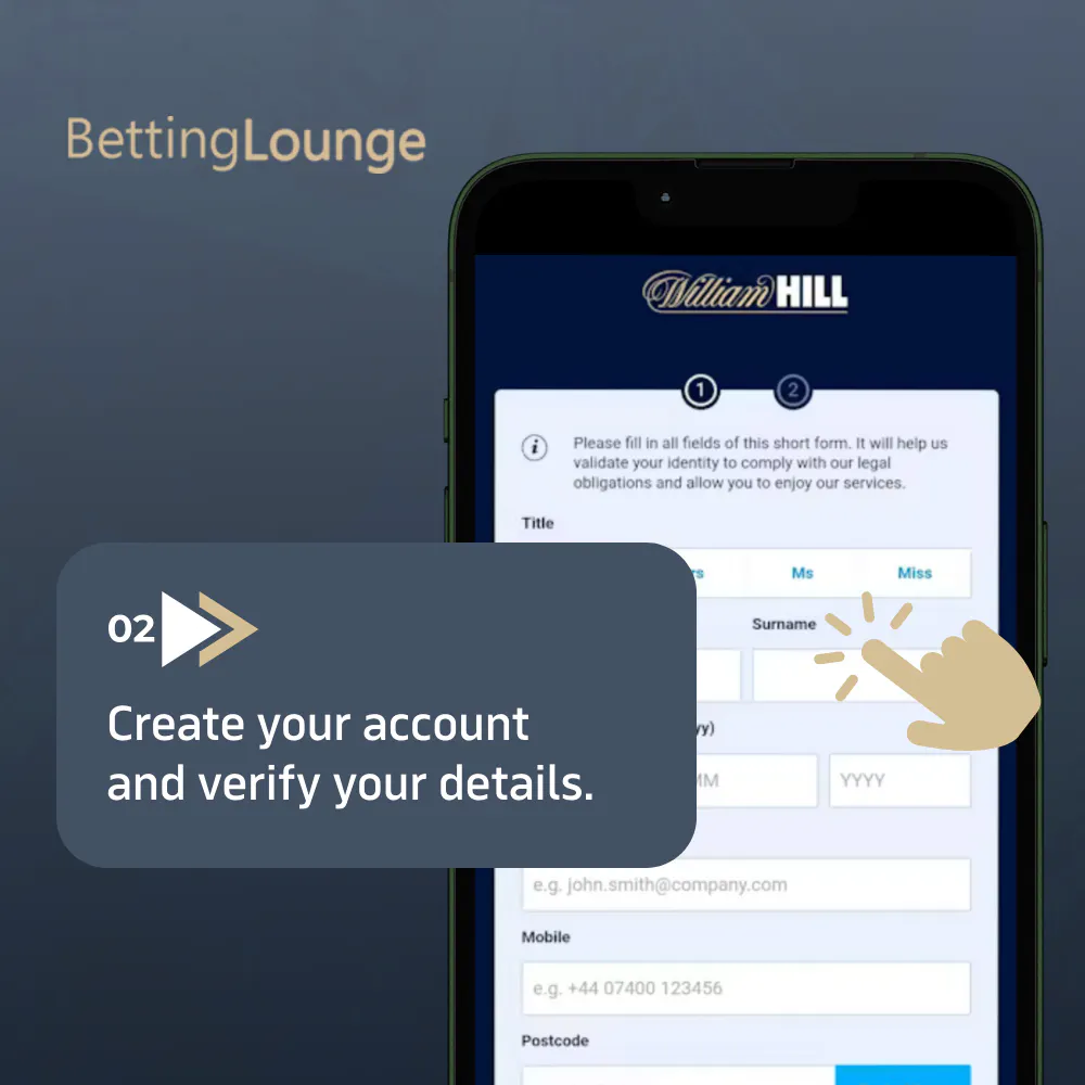 step 2: create your account and verify your details