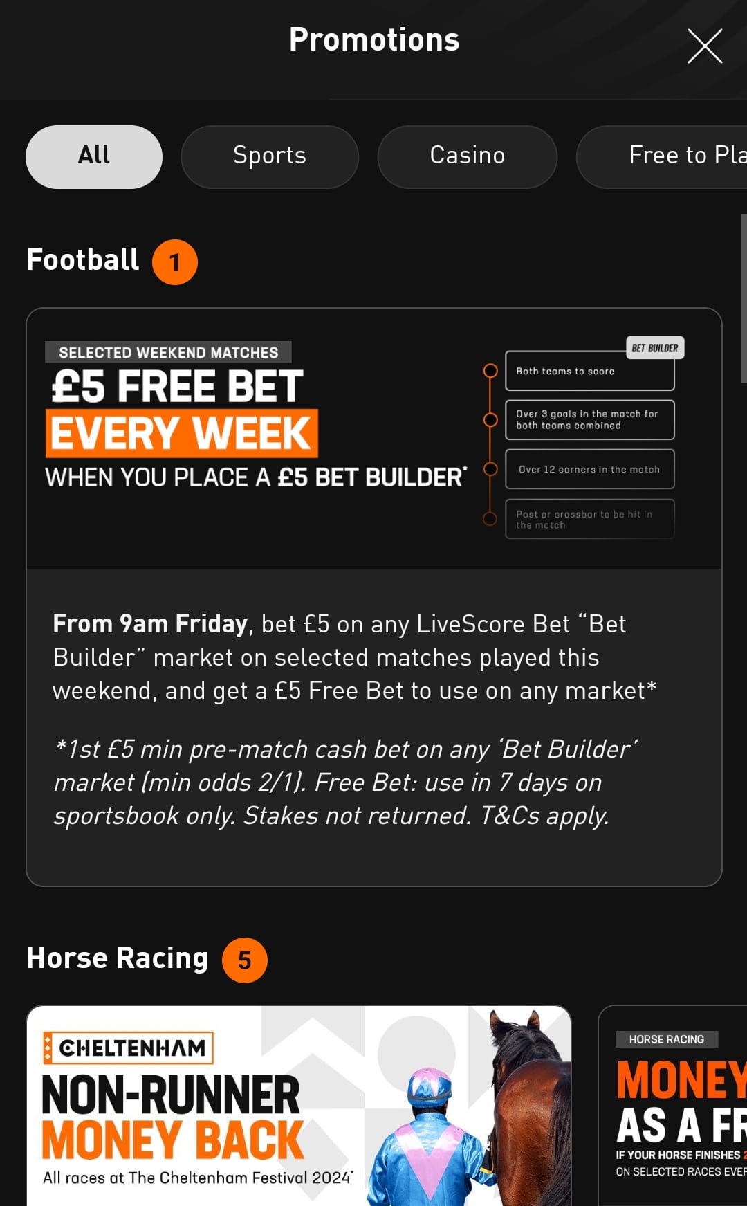 LiveScore Bet Promotions