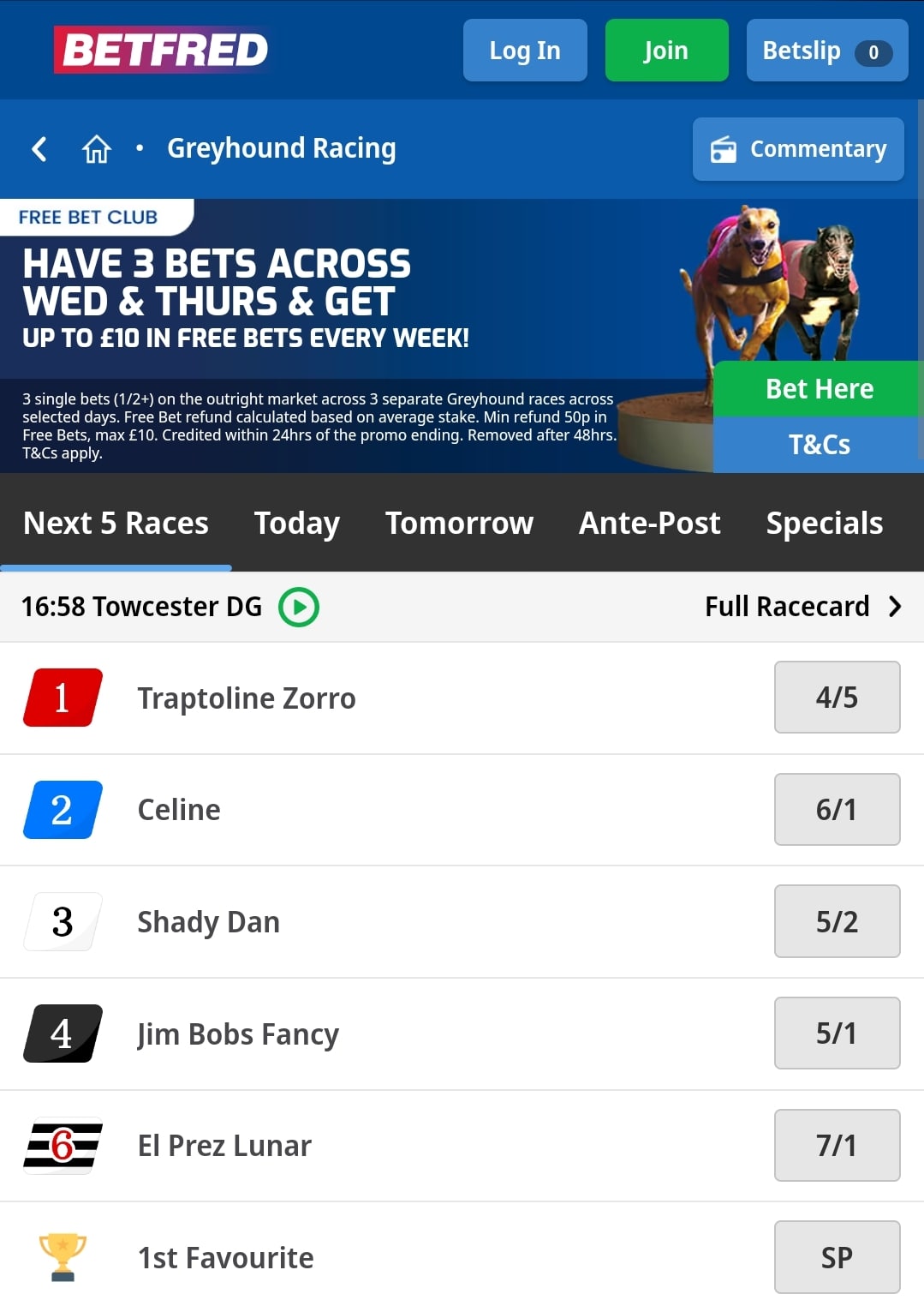 Betfred Greyhound