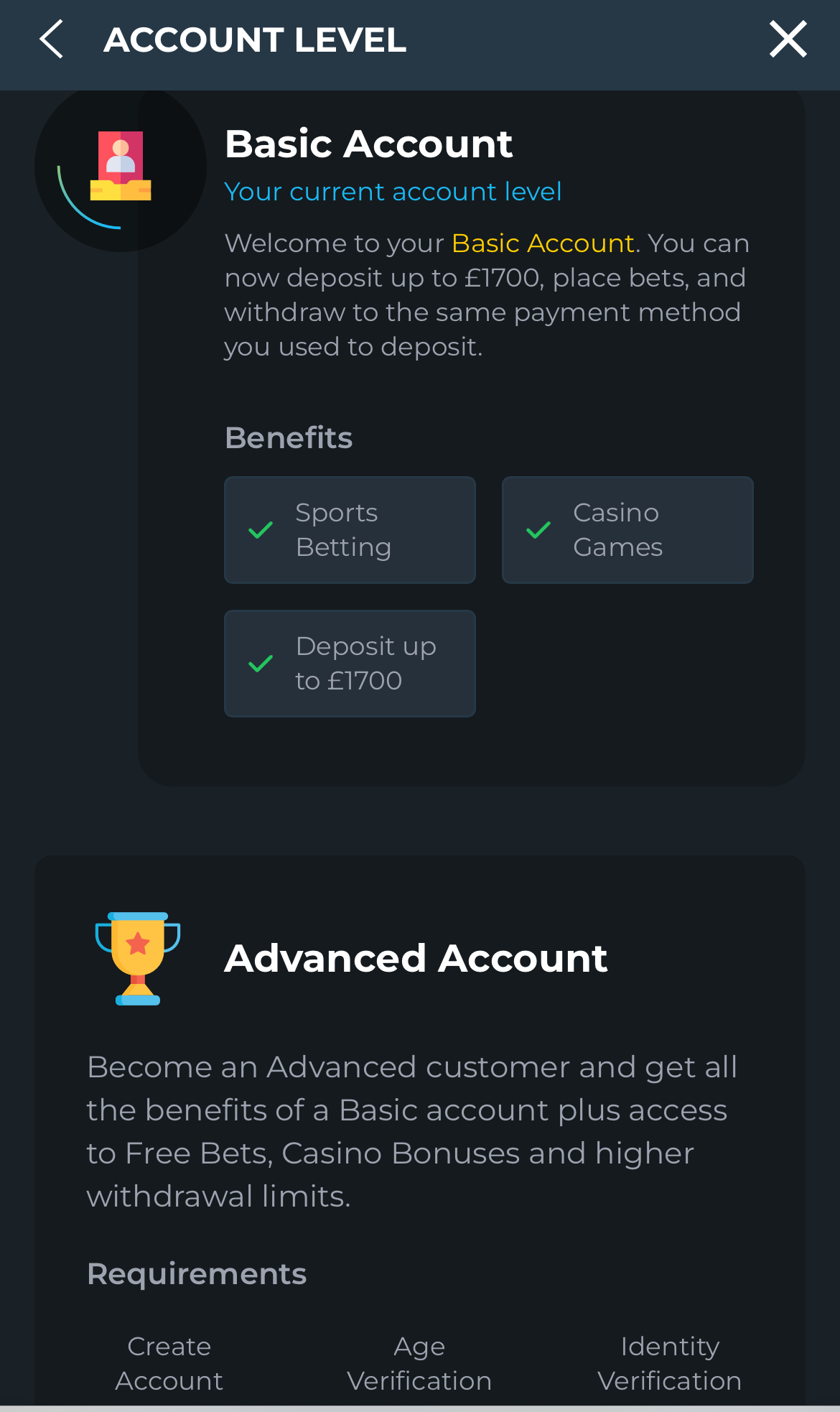 BetWright Account Upgrade