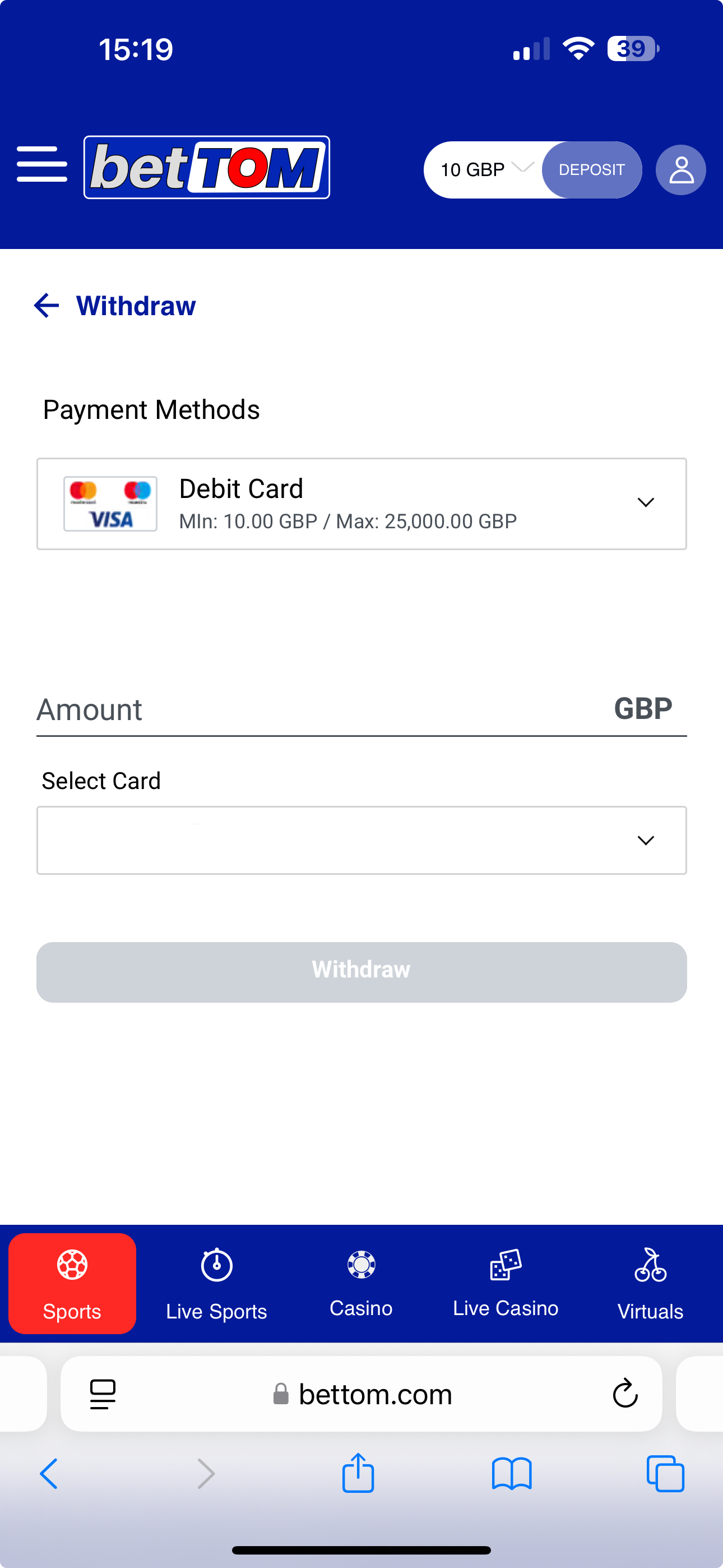 BetTom Withdraw 2