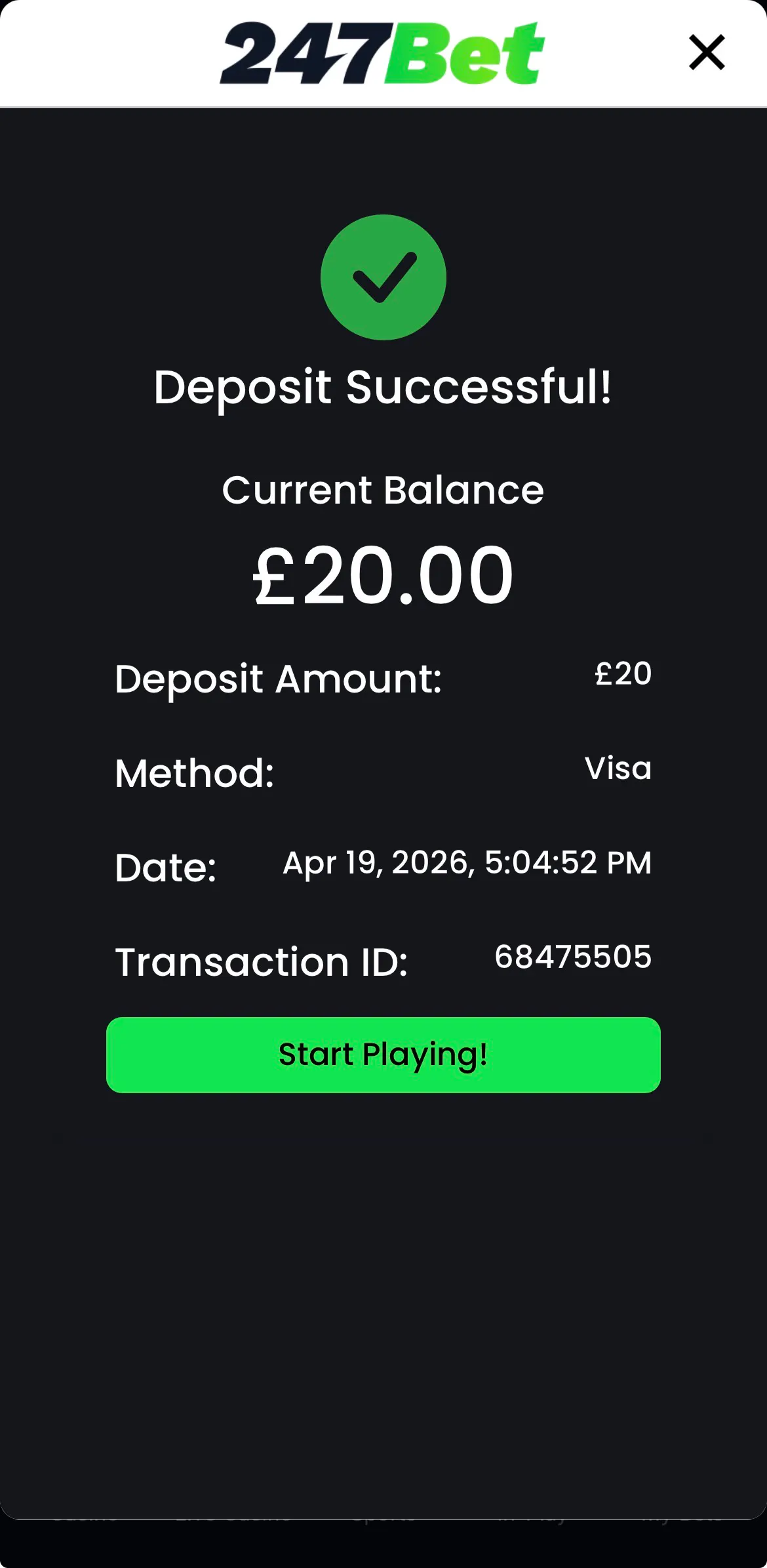 247bet app deposit success