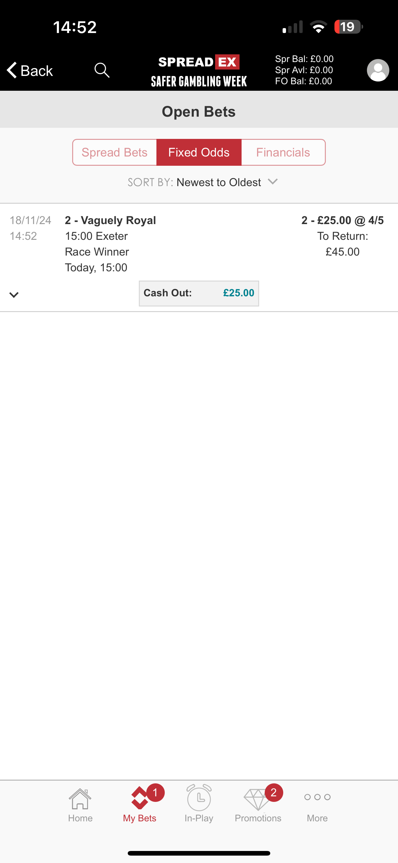 Spreadex cash out