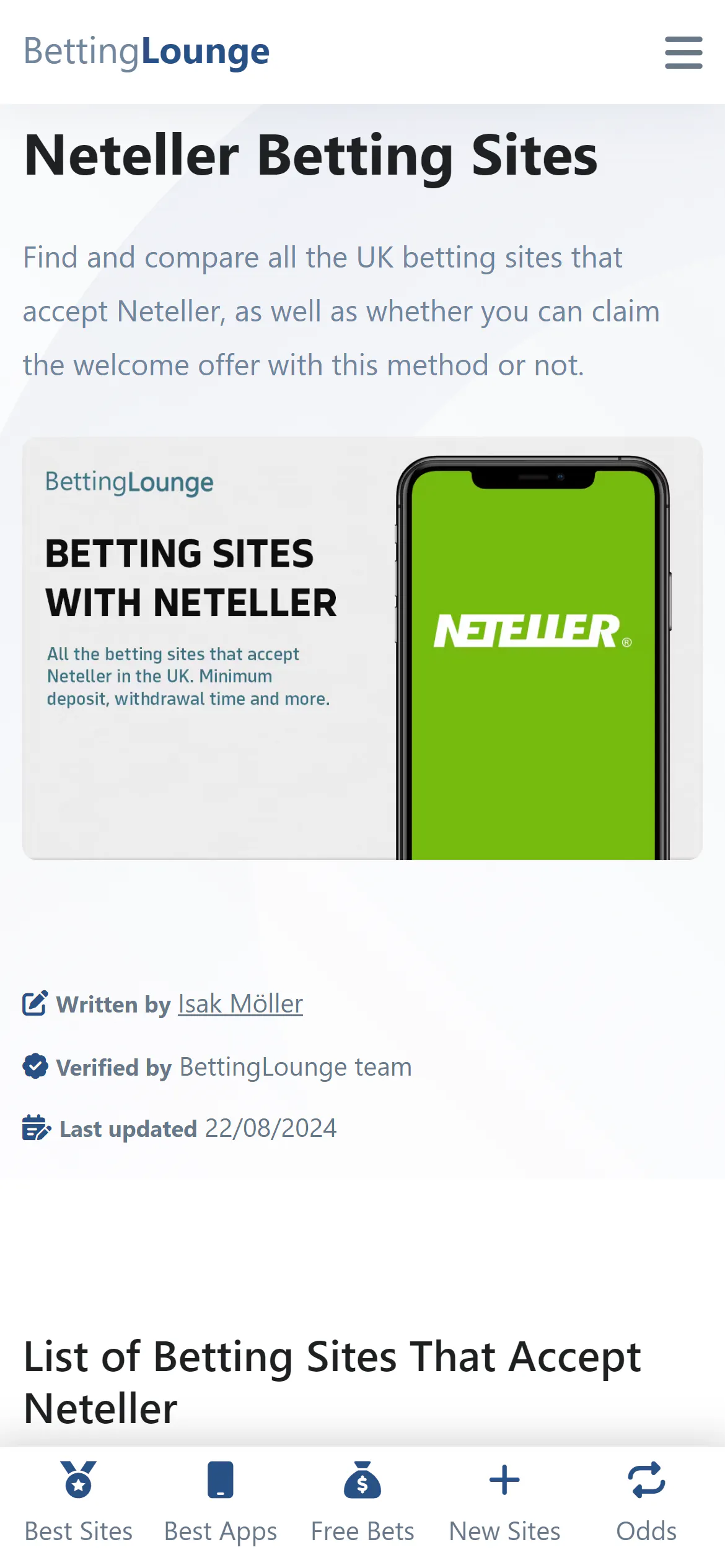 Neteller betting sites screenshot