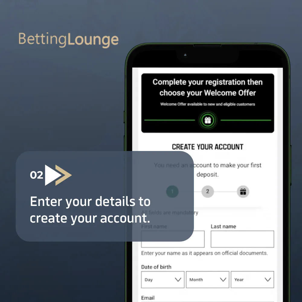 Step 2: Enter your details to create your account