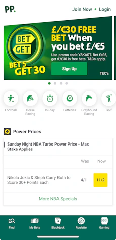 Paddy Power App - Sign up