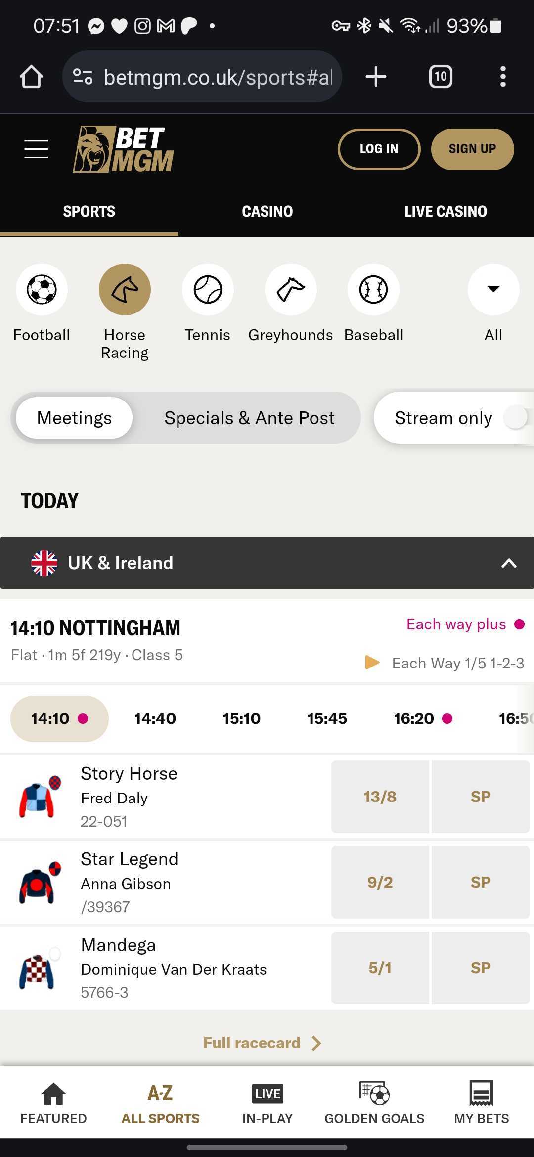 BetMGM horse racing