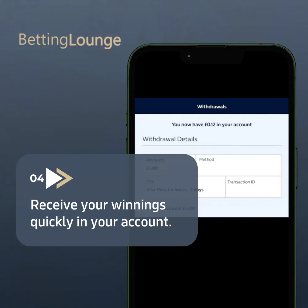 Step 4: Receive your winnings quickly in your account