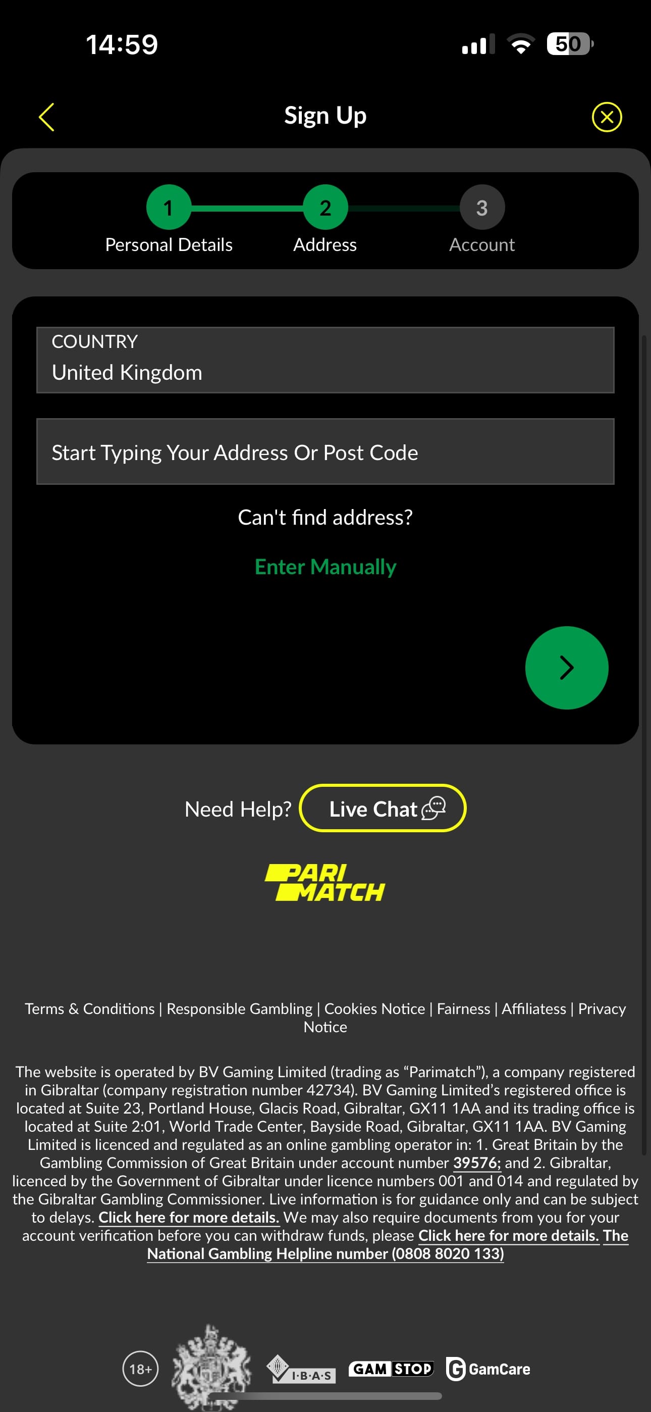 Parimatch sign-up 3