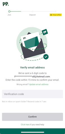 Paddy Power App - Verify Email