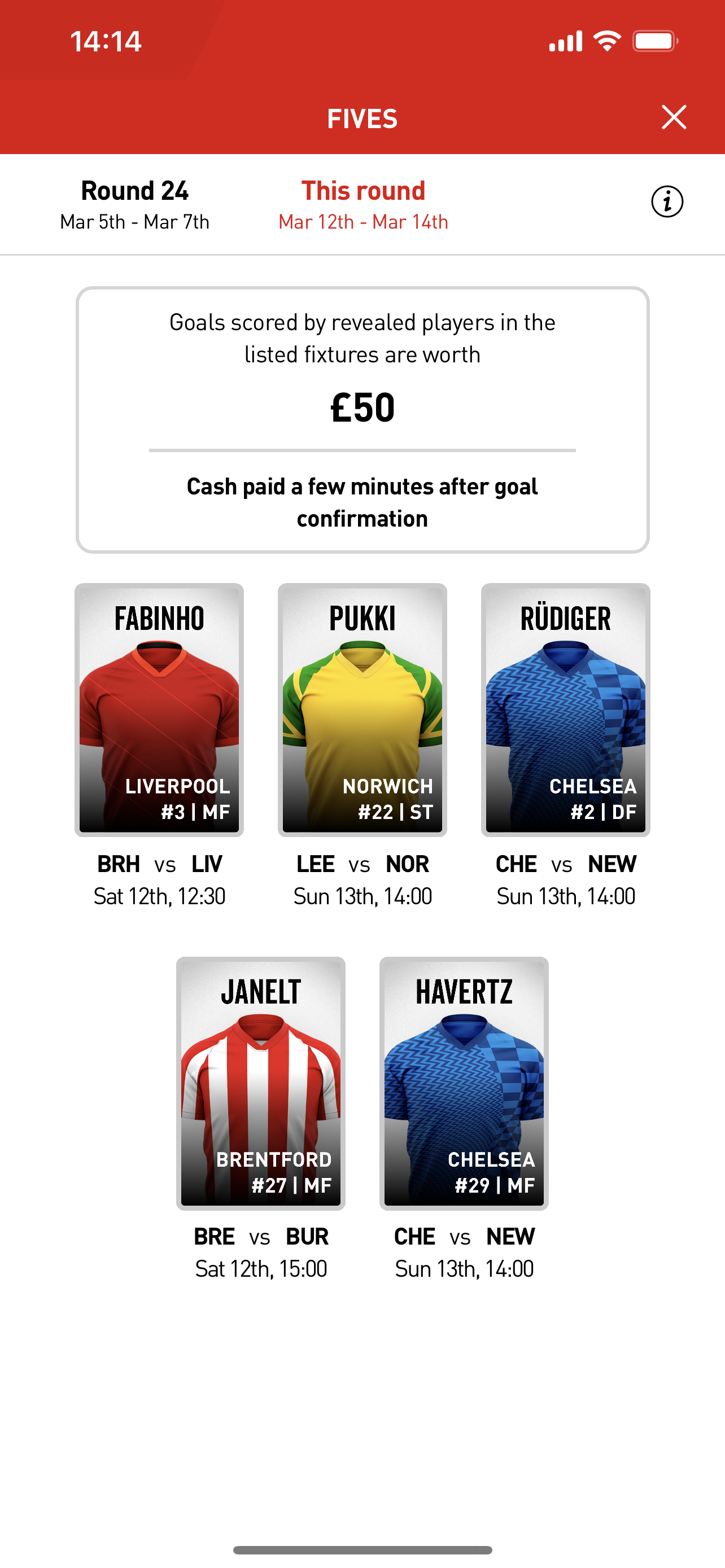 Virgin Bet Fives 5