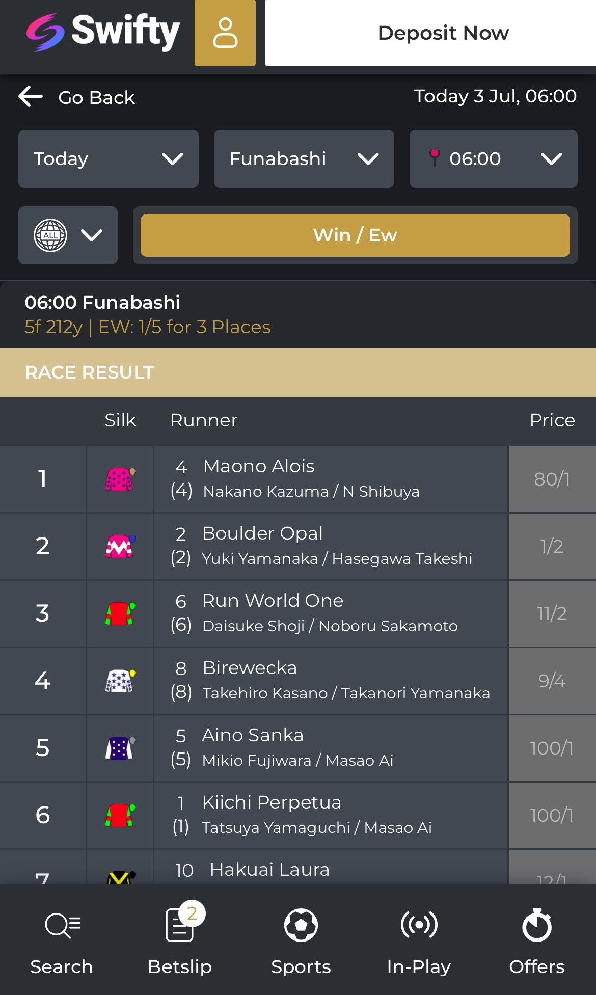 Sportsbook horses