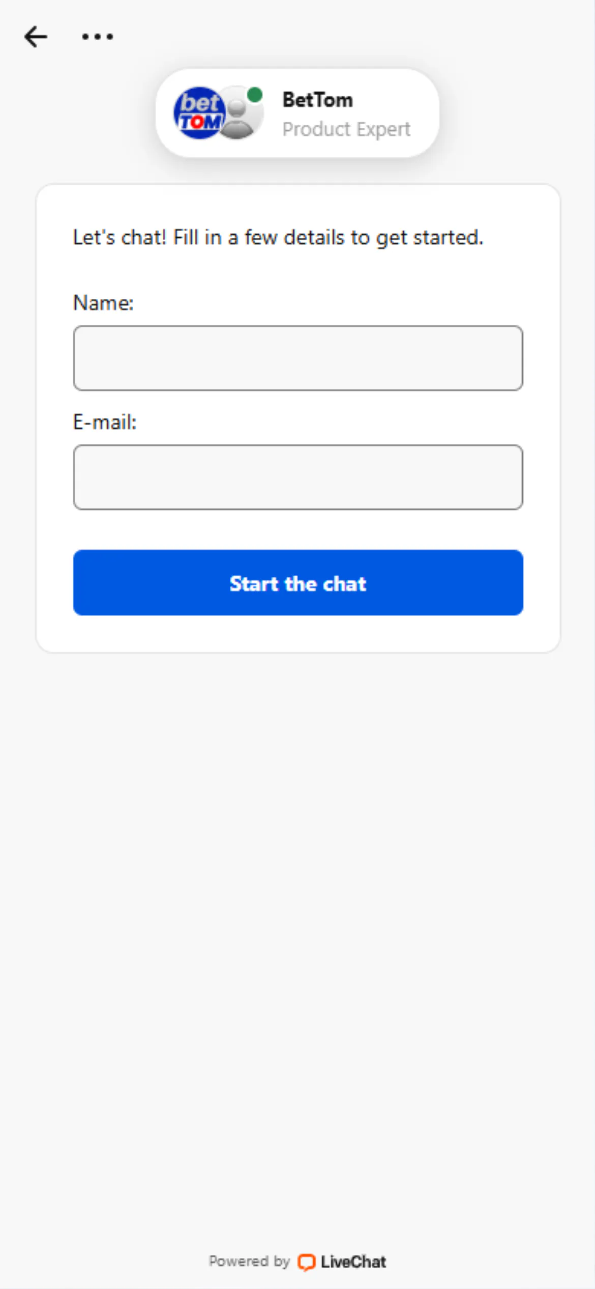 BetTom live chat