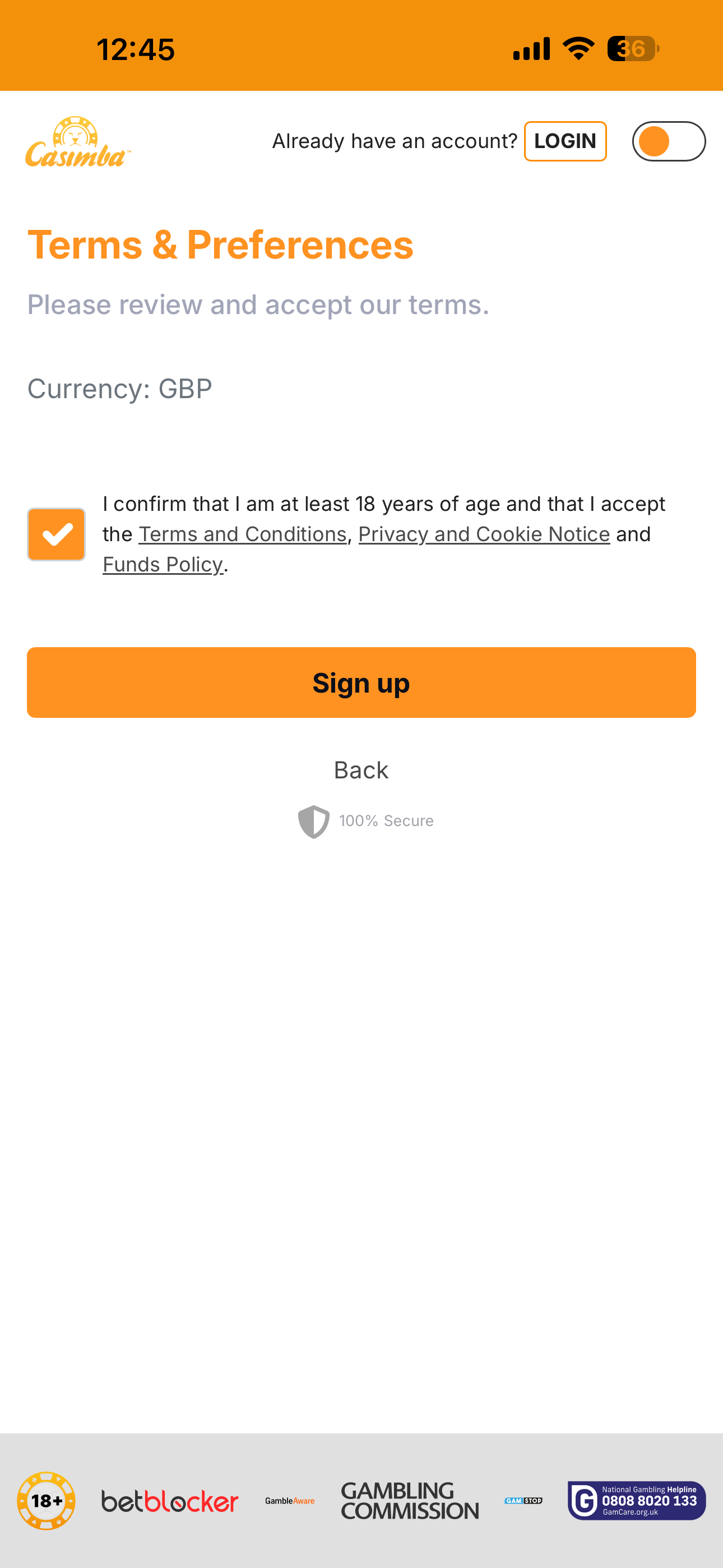 Casimba Sign Up 4