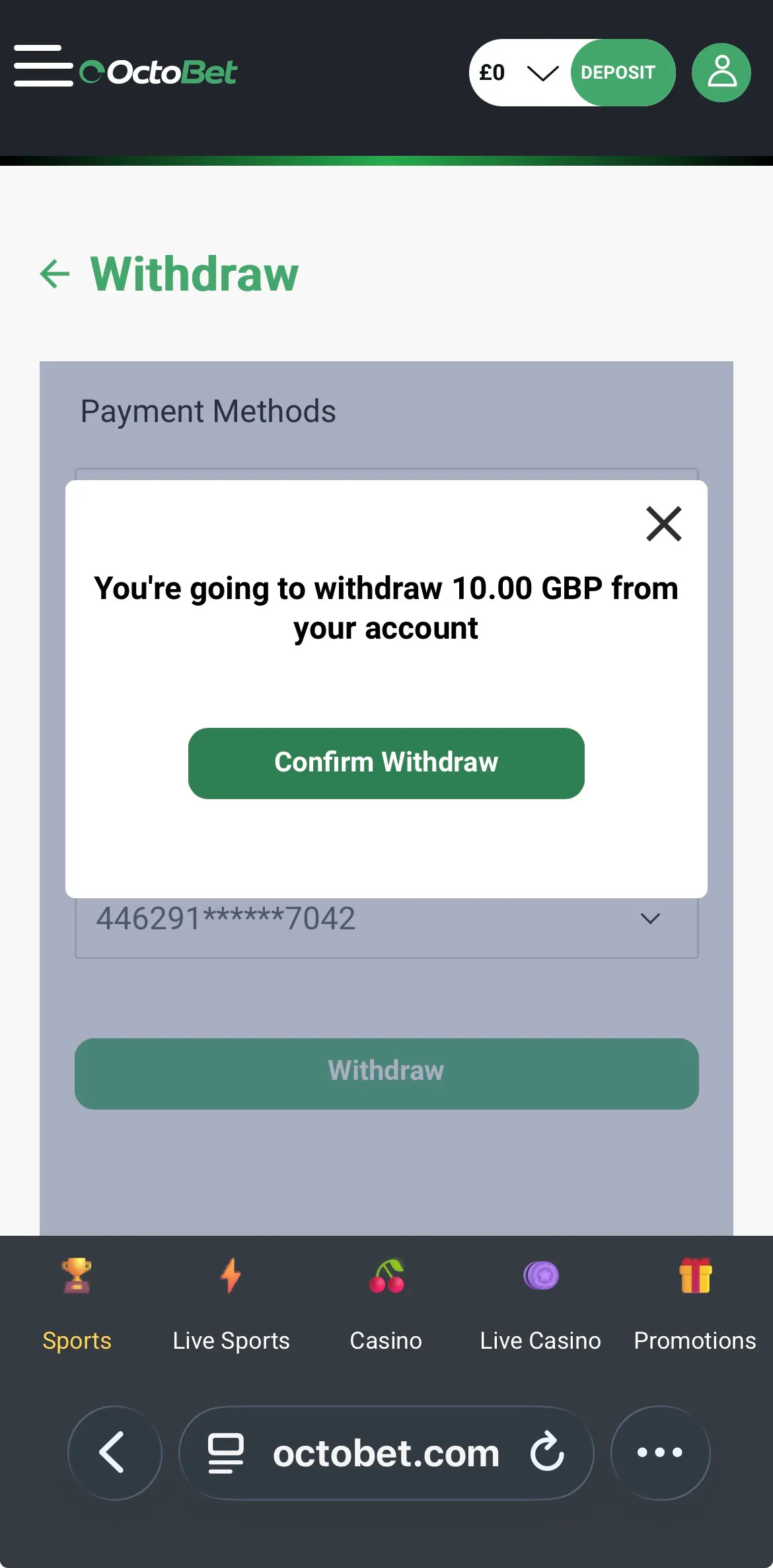 Octobet Withdraw 4